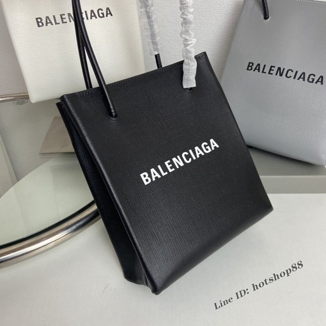 Balenciaga專櫃爆款牙籤紋小牛皮手提購物袋 巴黎世家小號方形購物包 fyj1098